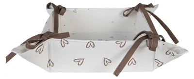 Zdjęcie produktu dla Koszyk na pieczywo Clayre & Eef 35x35x8 cm Białobrązowy Bawełniany Królik