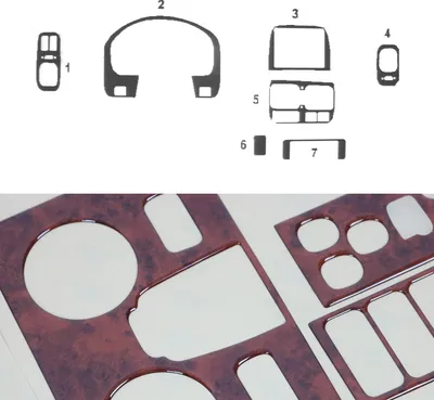 Image de Décor intérieur Cockpit pour Nissan Navara D22 2000-2016 optique bois de racine 7pcs