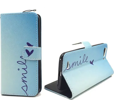 Produktbild von Handyhülle Tasche für Handy ZTE Blade V6 Schriftzug Smile Blau