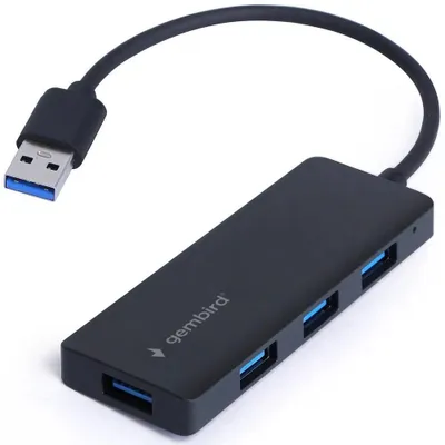 Produktbild von Gembird UHB-U3P4-03, Kabelgebunden, USB 3.2 Gen 1 (3.1 Gen 1) Type-A, Schwarz, 5 Gbit/s, China, 30 mm