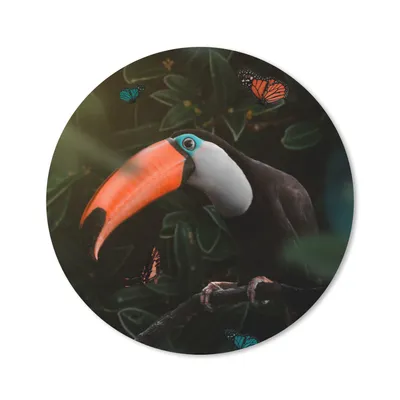 Produktbild von MuchoWow® Mauspad Mousepad Tukan - Schmetterlinge - Pflanzen 50x50 cm - Mousepads - Maus Mat - Pad - Mausunterlage - Vinyl