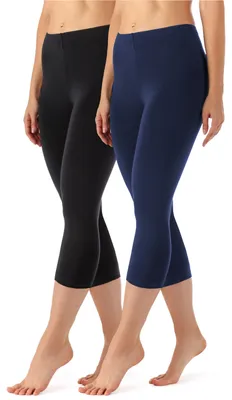 Produktbild von Merry Style Damen Leggings 3/4 aus Viskose 2 Pack MS10-144 (Schwarz/Navy, S)