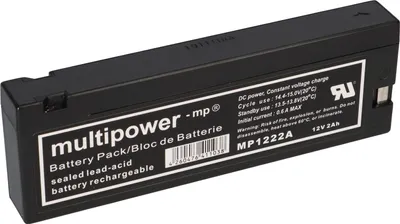Zdjęcie produktu dla Akumulator PB Multipower MP1222A do defibrylatora Nihon Kohden Cardiolife – 12 V, 2 Ah