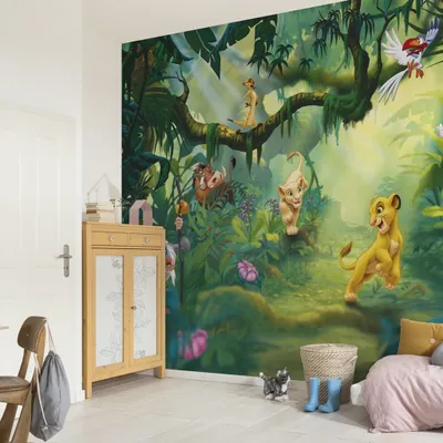 Obrázok produktu pre Komár "Leví kráľ Džungľa" fototapeta, zelená/hnedá, fototapeta, levíčatá, Simba, zvieratá, 368 x 254 cm