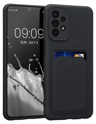 Produktbild von kwmobile Handyhülle für Samsung Galaxy A23 4G / 5G Hülle mit Kartenfach - TPU Case - Kabelloses Laden - Schutzhülle Cover in Schwarz