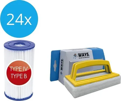 Image de Bestway - Filtre type IV adapté à la pompe de filtration 58391 - 24 pièces & brosse à récurer WAYS