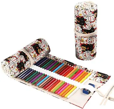 Zdjęcie produktu dla Etui dla artystów, płótno, 36 przegródek, etui dla artystów, organizer na biurko, miejsce na długopisy i flamastry