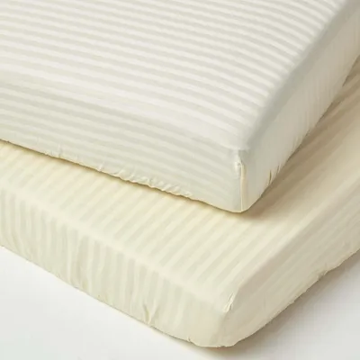 Obrázek produktu pro HOMESCAPES Prostěradlo do postýlky, žluté, hustota vláken 330, 100% bavlna, sada 2 kusů, 60 x 120 cm