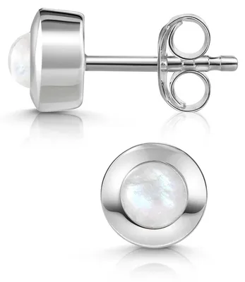 Produktbild von MATERIA by Matthias Wagner Mondstein Ohrstecker Silber 925 rund weiß SO-207-Mondstein