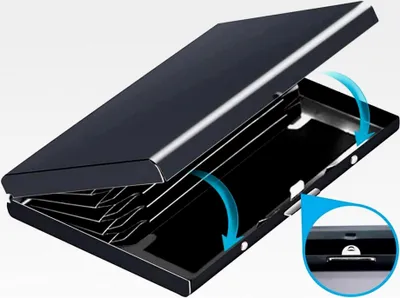 Produktbild von Kreditkartenetui aus Aluminium, Schwarz, Slim Metall – 8 Fächer für Kreditkarten