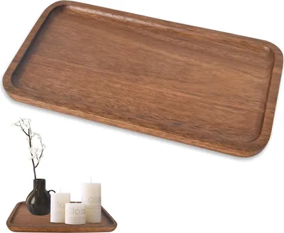 Image de Plateau en bois - Bois d'acacia - Style rétro - 1 pièce