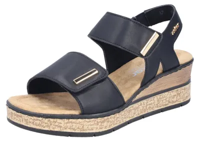 Produktbild von Rieker Damen Sandalette mit Plateau und Keilabsatz sehr leicht 63781, Größe:42 EU, Farbe:Schwarz