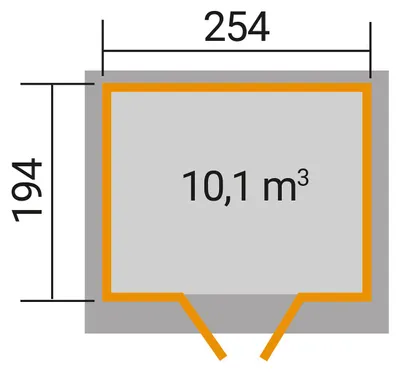 Obrázok produktu pre WEKA 325.2520.20410 Záhradný domček/domček z guľatiny Nova Plus s dvojitými dverami/dvojitými oknami; Veľkosť: 1; Farba: prírodná; Hrúbka steny: 19 mm; Rozmery (DxŠxV): 254 cm x 194 cm x 235 cm; Výška bočnej steny: 186 cm