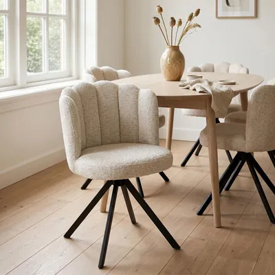 Produktbild von Esszimmerstuhl Julien - Beige Stoff Drehbar - Sitzhöhe 48cm