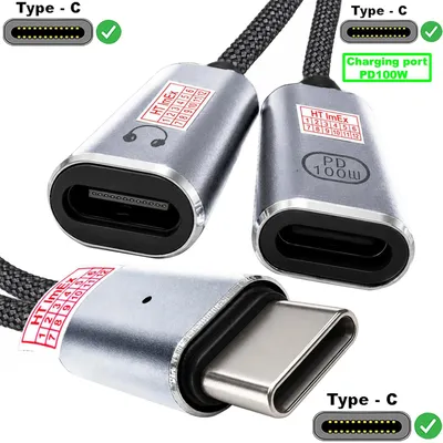 Produktbild von USB-C Kopfhörer Adapter & Ladeadapter 2-in-1 Splitter Nylon Kabel PD 100W