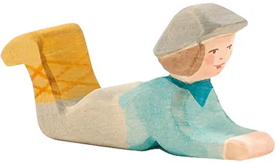 Produktbild von Ostheimer Hirte liegend, hochwertige handgefertigte Holzfigur, 6 cm hoch