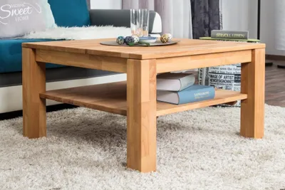 Produktbild von Beistelltisch Couchtisch Kernbuche Massivholz Farbe: Natur 45x80x80 cm