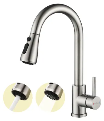Immagine prodotto di Rubinetto per cucina, estraibile, miscelatore per cucina ad alta pressione con doccetta estraibile, miscelatore per cucina con 3 funzioni