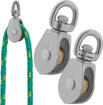 Produktbild von KOTARBAU® 2er Set Seilrolle Umlenkrolle einzeln Vernickelt 1/2" Stahl C15 Seilrollen für Bauwesen Segeln Rettung Bergsteigen | Umlenkrollen für Seile ⌀ 5 mm | Seilrolle | Umlenkrolle für Seilwinde