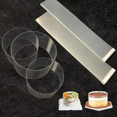 Produktbild von Acetat-Tortenringe - Klare Acetatblätter - Mousse-Tortenblätter - 50 Stück Acetat-Tortenstreifen - Tortenrandfolien - für Tortendekoration - DIY Backen - Schokoladenmousse - Machen Sie Ihre Torte attraktiver