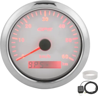 Zdjęcie produktu dla 85 mm prędkościomierz GPS, 0-60 km/h, wyświetlacz LCD, licznik kilometrów z regulowanym podświetleniem do samochodów, łodzi, 9-32 V DC, biały