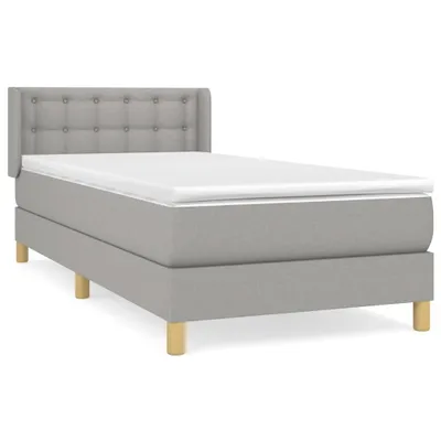Obrázok produktu pre Posteľný rám boxsping s matracom bledosivý 90x190 cm látka