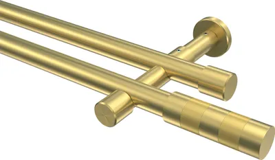Produktbild von Interdeco Gardinenstange / Vorhangstange Messing-Optik, Typ Prestige Mavell (Zylinder Bicolor) ohne Ringe, 20 mm Ø 2-läufig, 260 cm