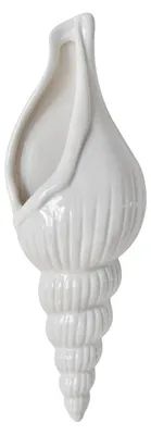 Produktbild von Moderne weiße Muschel-Wandvase aus Keramik, Wandvase zur Blumenmontage für Wohnzimmer, Schlafzimmer, Blumenarrangements