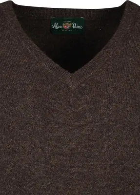 Produktbild von V-Ausschnitt Pullover dunkelbraun Wolle Alan Paine