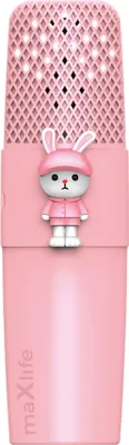 Produktbild von MaxLife Bluetooth-Mikrofon mit Lautsprecher MXBM-500 Rosa Kaninchen Kabellos Lautsprecher mit Microfon 3W Kompatibel mit iPhone, Android, 400 mAh Akku, Geschenke für Kinder