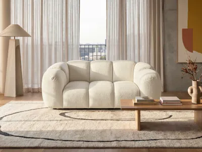 Produktbild von Sofiland Mali 2-Sitzer Sofa Strukturstoff Puente 200 cm Cremeweiß