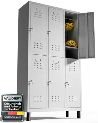 Image de Armoires individuelles TwinThink, 180 x 97 x 40 cm, armoires en métal, 6 portes, casier métallique, avec serrure, armoire pour vestiaires (gris)