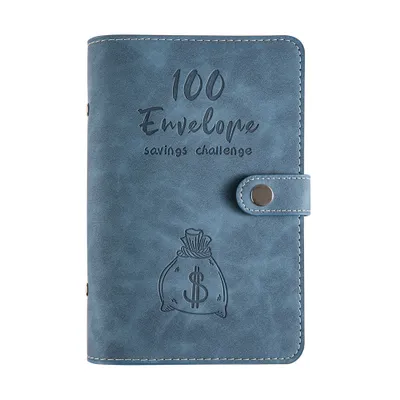 Obrázok produktu pre 100 obálok Money Saving Challenge Budget BinderPolyuretánkožený kryt s hotovostnou obálkou PVC vrecko na zips / rozpočtové karty / nálepky používané ako organizátor peňazí systém úspory plánovač narodeniny darček pre priateľov kolegov kancelária Domov škola
