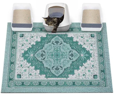 Imagen del producto de Alfombrilla antideslizante para arena de gato, impermeable, de 102 x 76 cm, para gatos de interior
