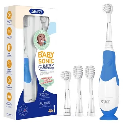 Imagen del producto de Cepillo de dientes sónico para bebés Seago, modelo SG-513, para niños de 0 a 3 años, color azul