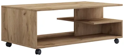 Image de Table basse en bois | Sofatic avec rouleaux pratiques | Table de salon roulable | H. 40 x W. 100 x D. 50 cm | Table basse Stango XL