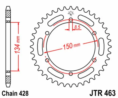 Obrázek produktu pro JT SPROCKETS standardní ocelový pastorek vzadu 463 - 428