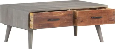 Produktbild von vidaXL Couchtisch Grau 100x60x40 cm Raues Mango-Massivholz