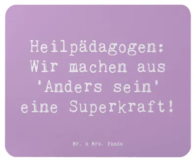 Produktbild von Mr. & Mrs. Panda Mousepad Spruch Heilpädagogin Superkraft - Lavendeltraum - Geschenk, Mouse Pad, individuelle Aufmerksamkeit, personalisierte Geschenke, Berufsgestaltung