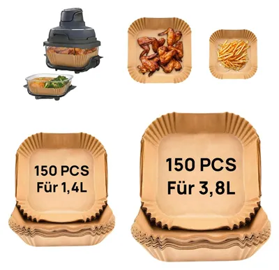 Image de 300 feuilles de papier sulfurisé pour la friteuse à air chaud portable Ninja CRISPi, papier sulfurisé pour la friteuse à air chaud Ninja CRISPi 3,8 litres, accessoires pour la friteuse à air chaud FN101EUSTGD/FN101EUGY