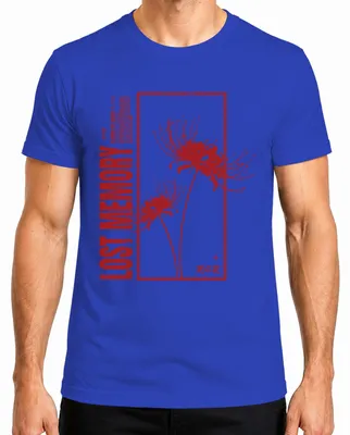 Imagen del producto de Camiseta para hombre, estilo gótico japonés, con motivos de "Spinnenlilie" (lirio araña), "Higanbana" (lycoris), color azul, talla S