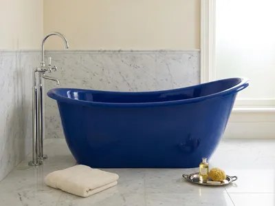Obrázek produktu pro Volně stojící vana 180 cm, modrá, DUO, kompozitní materiál, sifon