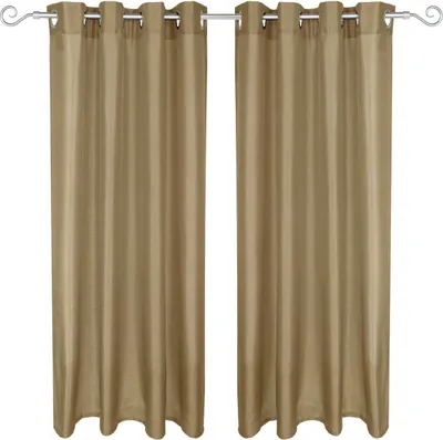 Image de lot de 2 rideaux opaques Alessia avec œillets 140x145cm taupe foncé