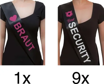 Produktbild von Oblique Unique Schärpe Braut + Braut Security Set JGA Hen Party Bride to be schwarz