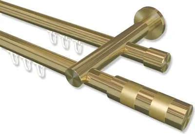 Close-up of a double curtain rod set.