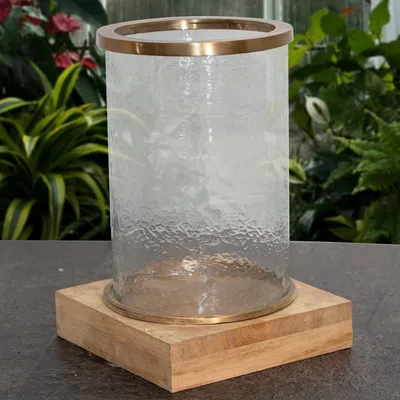 Produktbild von 1 x Kerzenleuchter, Windlicht, Glas, Alu, Kupfer