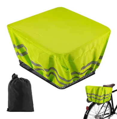 Produktbild von Fahrradkorb Abdeckung - 46 x 32 x 20 cm - Wasserdichter Regenschutz mit Reflektorstreifen - UV-Schutz - Für Fahrradkörbe vorne und hinten