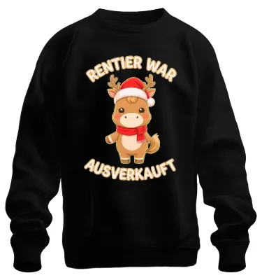 Immagine prodotto di Felpa unisex con renna, motivo natalizio, regalo carino per bambini, divertente, esaurita, nera, taglia XL