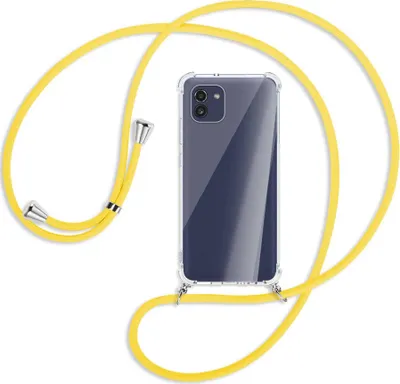 Produktbild von Handykette Backcover-Schutzhülle mit Band (Metall silberfarben) für Samsung Galaxy A03 4G - gelb