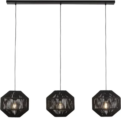 Produktbild von Hängelampe Metall E27 H: max. 140 cm Schwarz 3-flammig länglich Modern